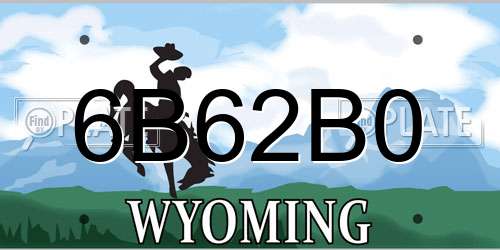 6B62B0 Wyoming License Plate