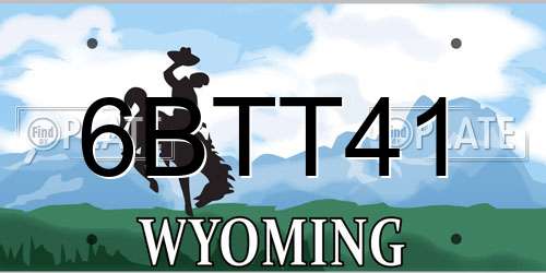 6BTT41 Wyoming License Plate