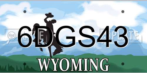 6DGS43 Wyoming License Plate