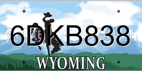 6DKB838 Wyoming License Plate