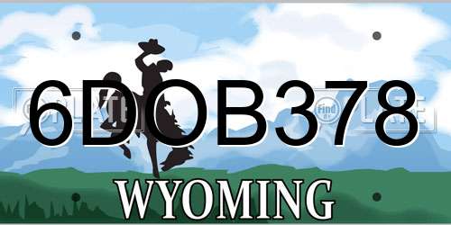 6DOB378 Wyoming License Plate