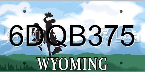 6DQB375 Wyoming License Plate