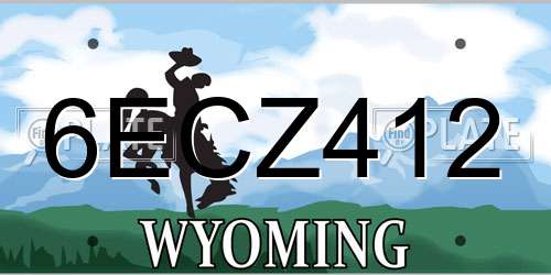 6ECZ412 Wyoming License Plate