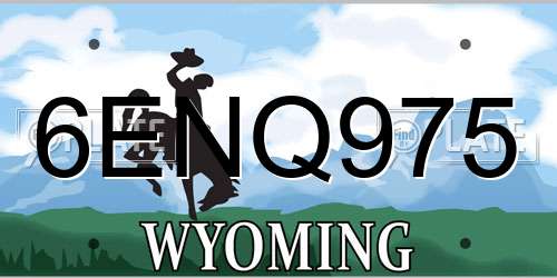 6ENQ975 Wyoming License Plate