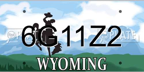 6G11Z2 Wyoming License Plate