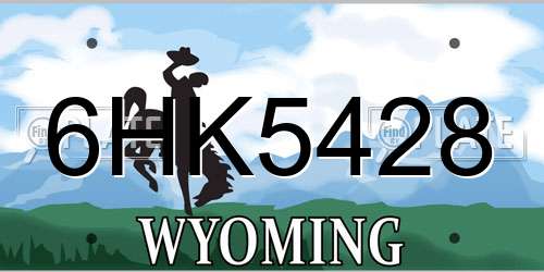 6HK5428 Wyoming License Plate