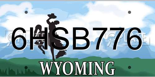 6HSB776 Wyoming License Plate