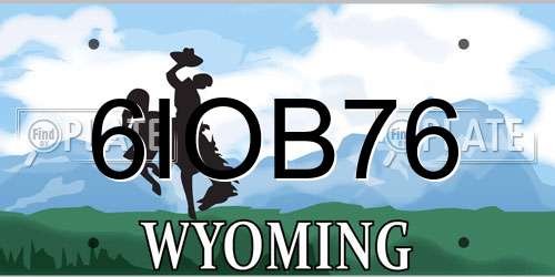 6IOB76 Wyoming License Plate