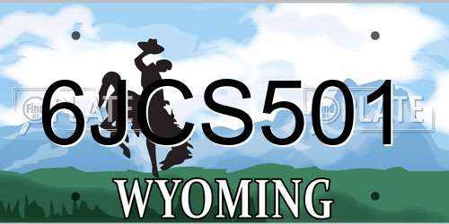 6JCS501 Wyoming License Plate