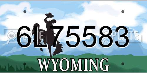 6L75583 Wyoming License Plate