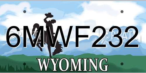 6MWF232 Wyoming License Plate