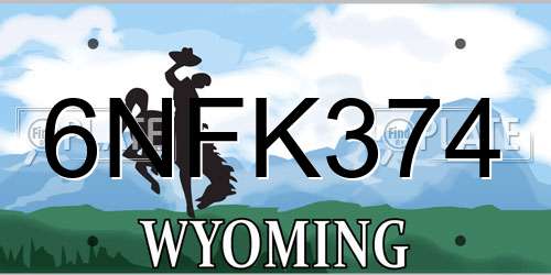 6NFK374 Wyoming License Plate