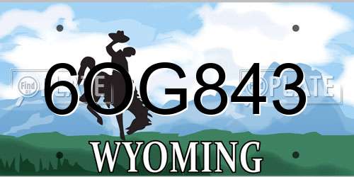 6OG843 Wyoming License Plate