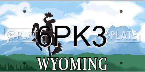 6PK3 Wyoming License Plate