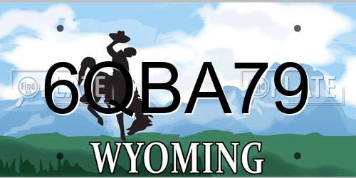 6QBA79 Wyoming License Plate