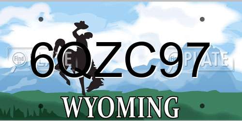 6QZC97 Wyoming License Plate