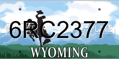 6RC2377 Wyoming License Plate