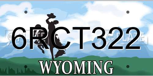 6RCT322 Wyoming License Plate
