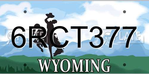 6RCT377 Wyoming License Plate