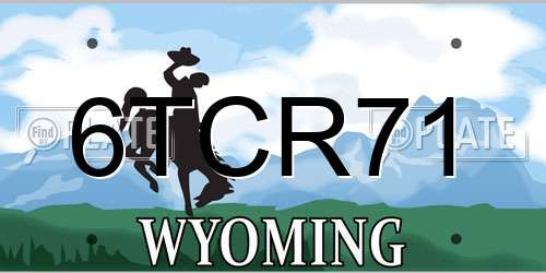 6TCR71 Wyoming License Plate