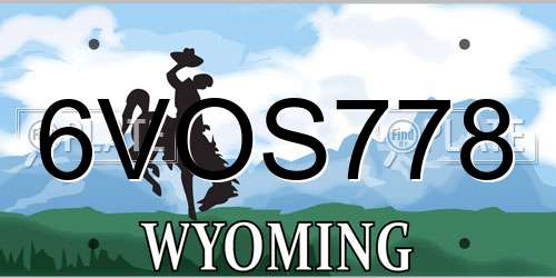 6VOS778 Wyoming License Plate
