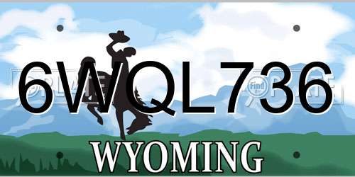 6WQL736 Wyoming License Plate