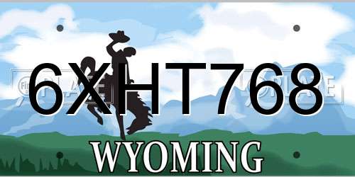 6XHT768 Wyoming License Plate