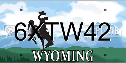 6XTW42 Wyoming License Plate