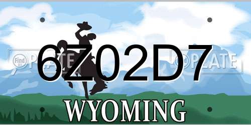 6Z02D7 Wyoming License Plate