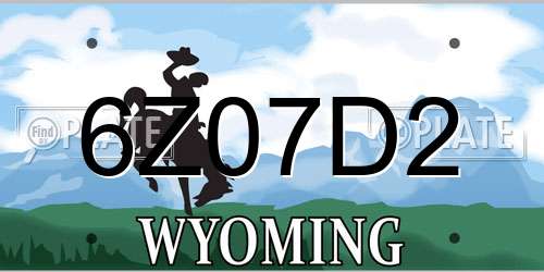 6Z07D2 Wyoming License Plate