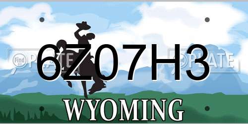 6Z07H3 Wyoming License Plate