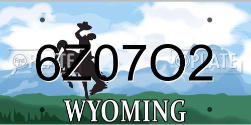 6Z07O2 Wyoming License Plate