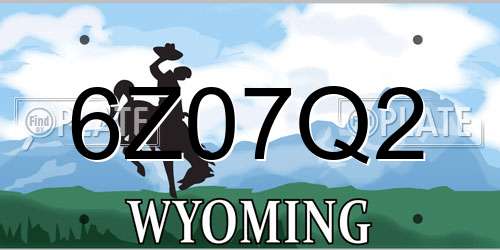 6Z07Q2 Wyoming License Plate