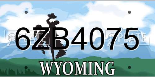 6ZB4075 Wyoming License Plate