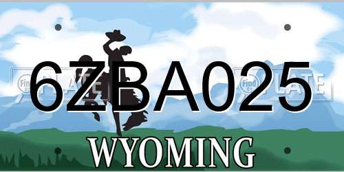 6ZBA025 Wyoming License Plate