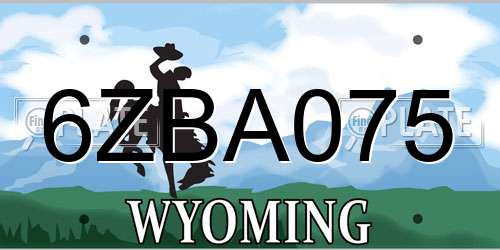 6ZBA075 Wyoming License Plate