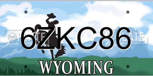 6ZKC86 Wyoming License Plate