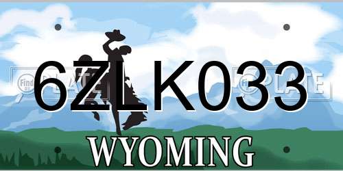6ZLK033 Wyoming License Plate