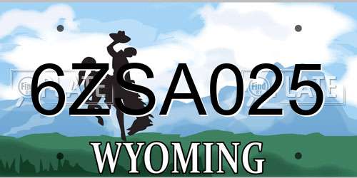 6ZSA025 Wyoming License Plate