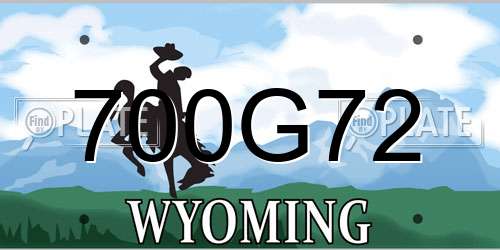 700G72 Wyoming License Plate