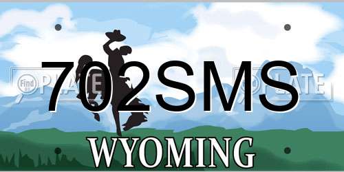 702SMS Wyoming License Plate