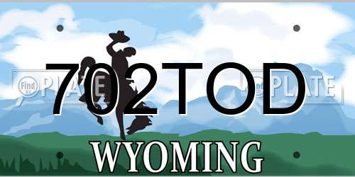 702TOD Wyoming License Plate