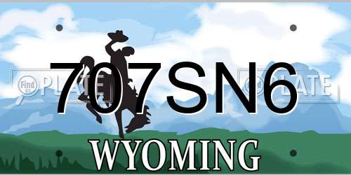 707SN6 Wyoming License Plate