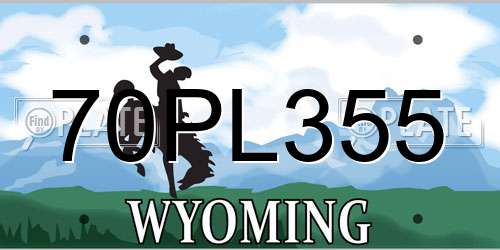 70PL355 Wyoming License Plate