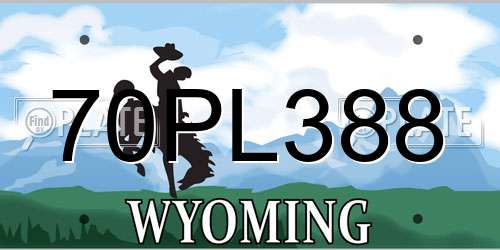 70PL388 Wyoming License Plate