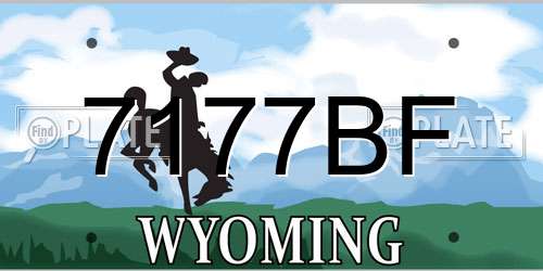 7177BF Wyoming License Plate