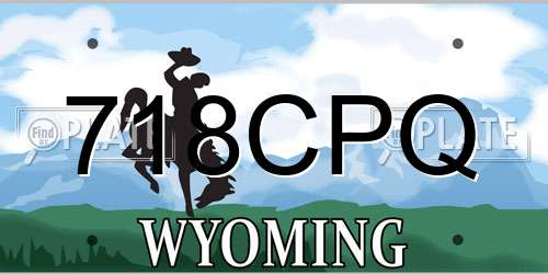 718CPQ Wyoming License Plate