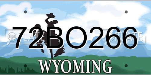 72BO266 Wyoming License Plate