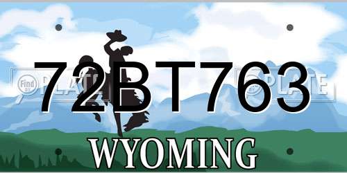 72BT763 Wyoming License Plate