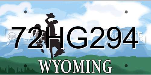 72HG294 Wyoming License Plate